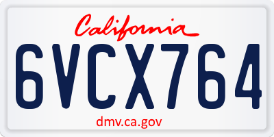 CA license plate 6VCX764