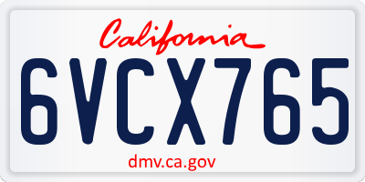 CA license plate 6VCX765