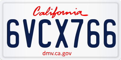 CA license plate 6VCX766