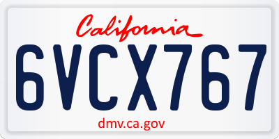 CA license plate 6VCX767