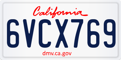CA license plate 6VCX769
