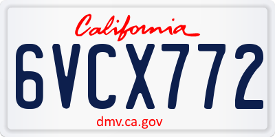 CA license plate 6VCX772