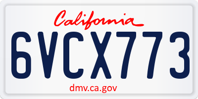 CA license plate 6VCX773