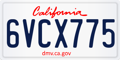 CA license plate 6VCX775