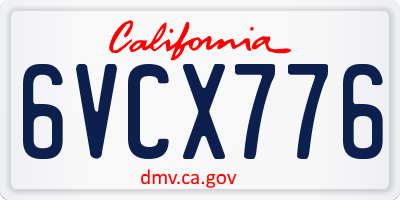 CA license plate 6VCX776