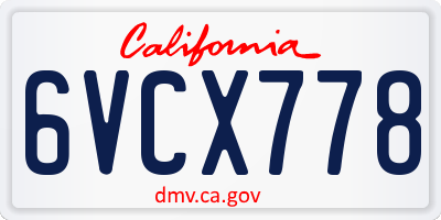 CA license plate 6VCX778