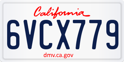 CA license plate 6VCX779