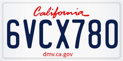 CA license plate 6VCX780