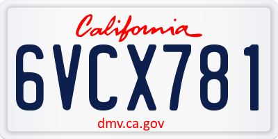 CA license plate 6VCX781