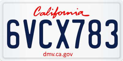 CA license plate 6VCX783
