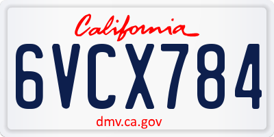 CA license plate 6VCX784