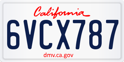 CA license plate 6VCX787