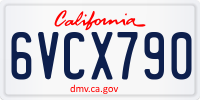 CA license plate 6VCX790