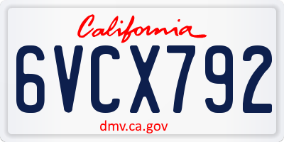 CA license plate 6VCX792