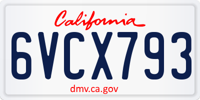 CA license plate 6VCX793