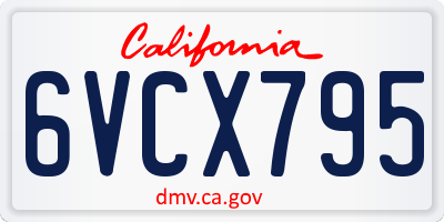 CA license plate 6VCX795