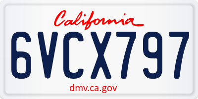 CA license plate 6VCX797