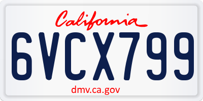 CA license plate 6VCX799