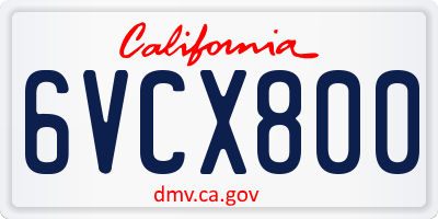 CA license plate 6VCX800