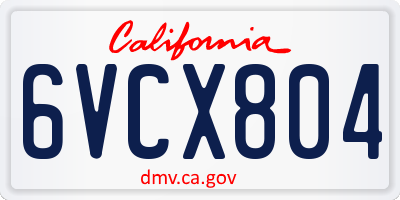 CA license plate 6VCX804