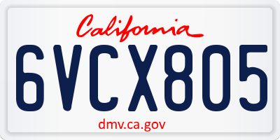 CA license plate 6VCX805