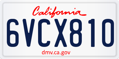 CA license plate 6VCX810