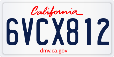 CA license plate 6VCX812