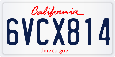 CA license plate 6VCX814