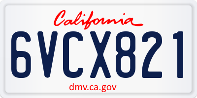 CA license plate 6VCX821