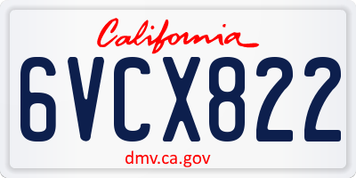 CA license plate 6VCX822
