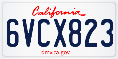 CA license plate 6VCX823