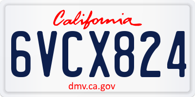 CA license plate 6VCX824
