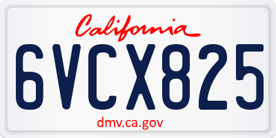 CA license plate 6VCX825