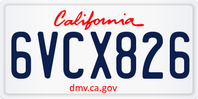 CA license plate 6VCX826