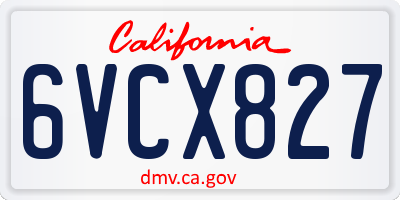 CA license plate 6VCX827