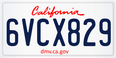 CA license plate 6VCX829