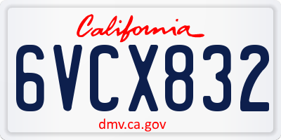 CA license plate 6VCX832