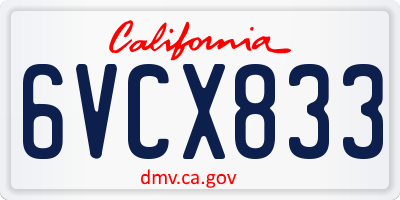 CA license plate 6VCX833