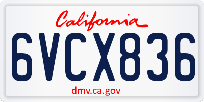 CA license plate 6VCX836