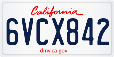 CA license plate 6VCX842