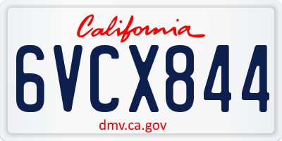 CA license plate 6VCX844