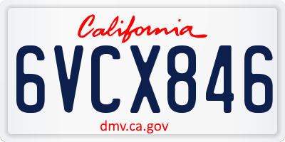 CA license plate 6VCX846