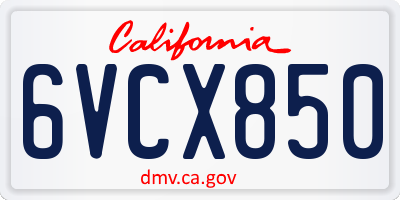 CA license plate 6VCX850