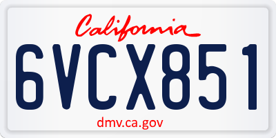CA license plate 6VCX851