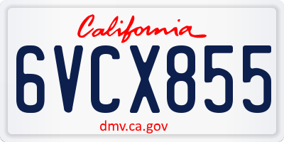 CA license plate 6VCX855