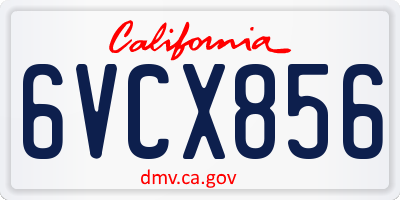 CA license plate 6VCX856