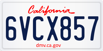 CA license plate 6VCX857