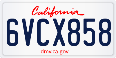 CA license plate 6VCX858