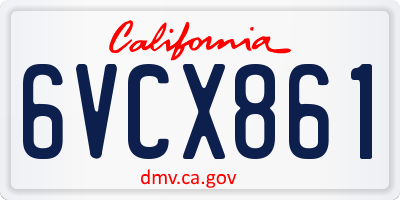 CA license plate 6VCX861