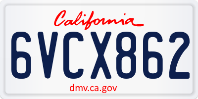 CA license plate 6VCX862